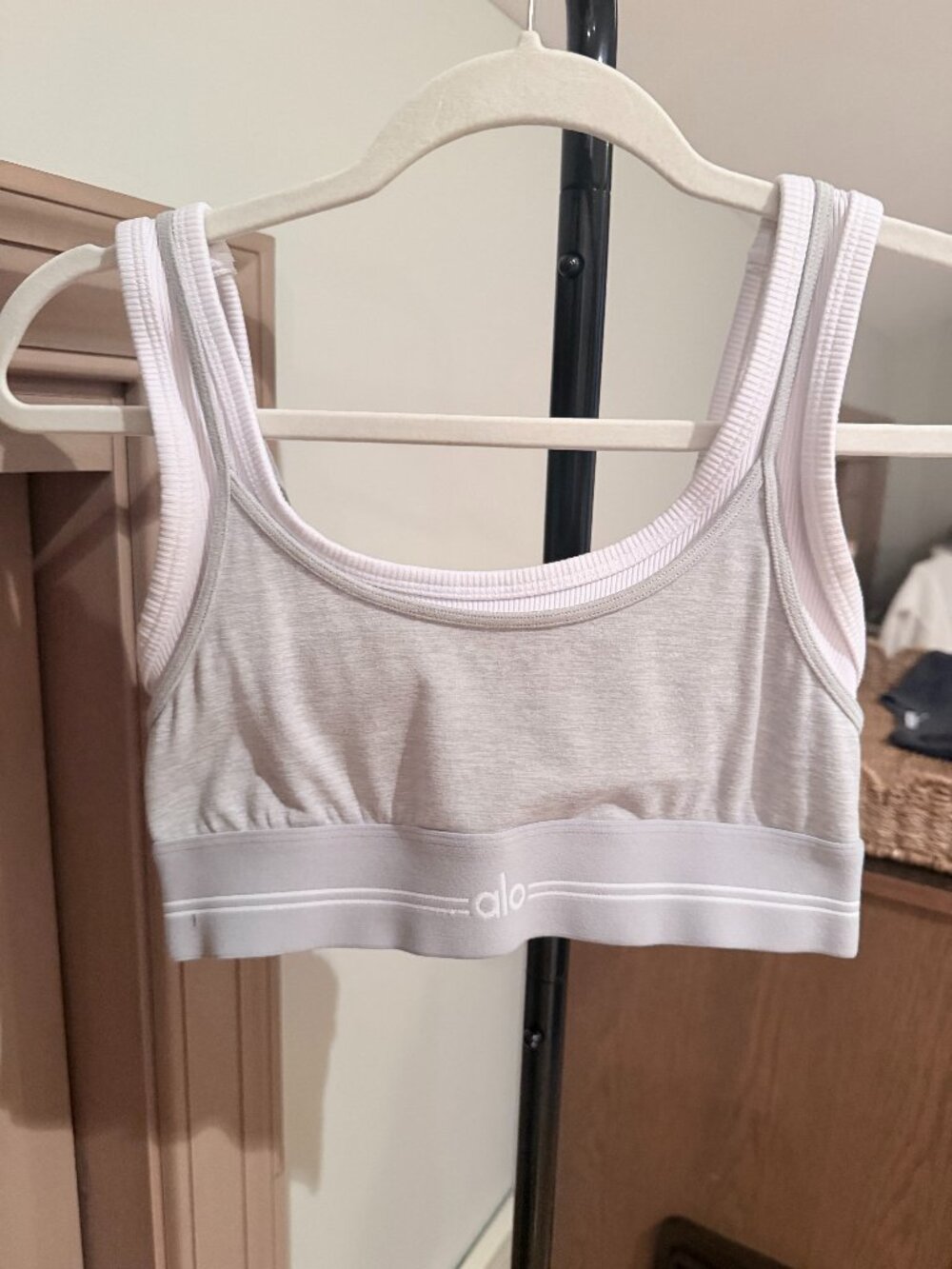 ALO Yoga Alosoft Better Together Bra Heather Grey White S
